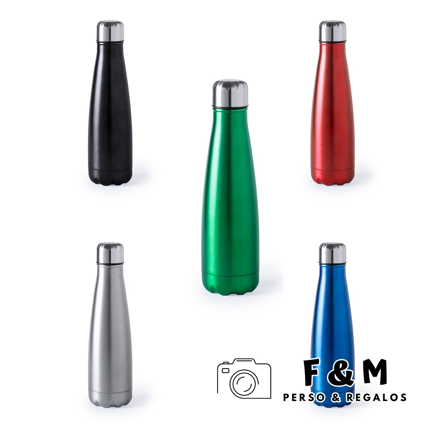 Botella 630 ml laser satinada colores personalizada