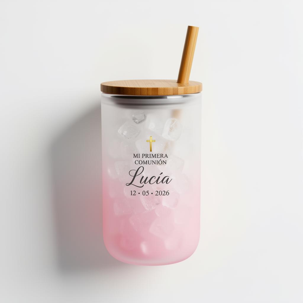 Vaso de Cristal Borosilicato Personalizado para Comunión