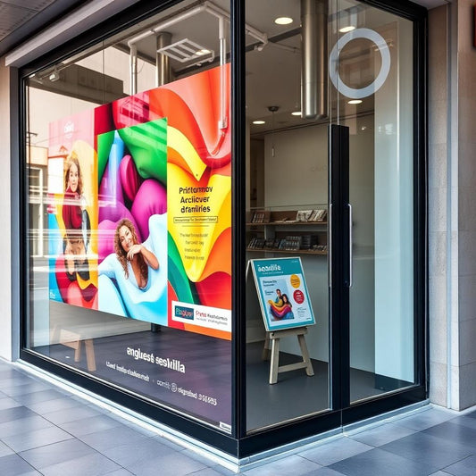 Vinilo monomérico brillo aplicado en escaparate comercial