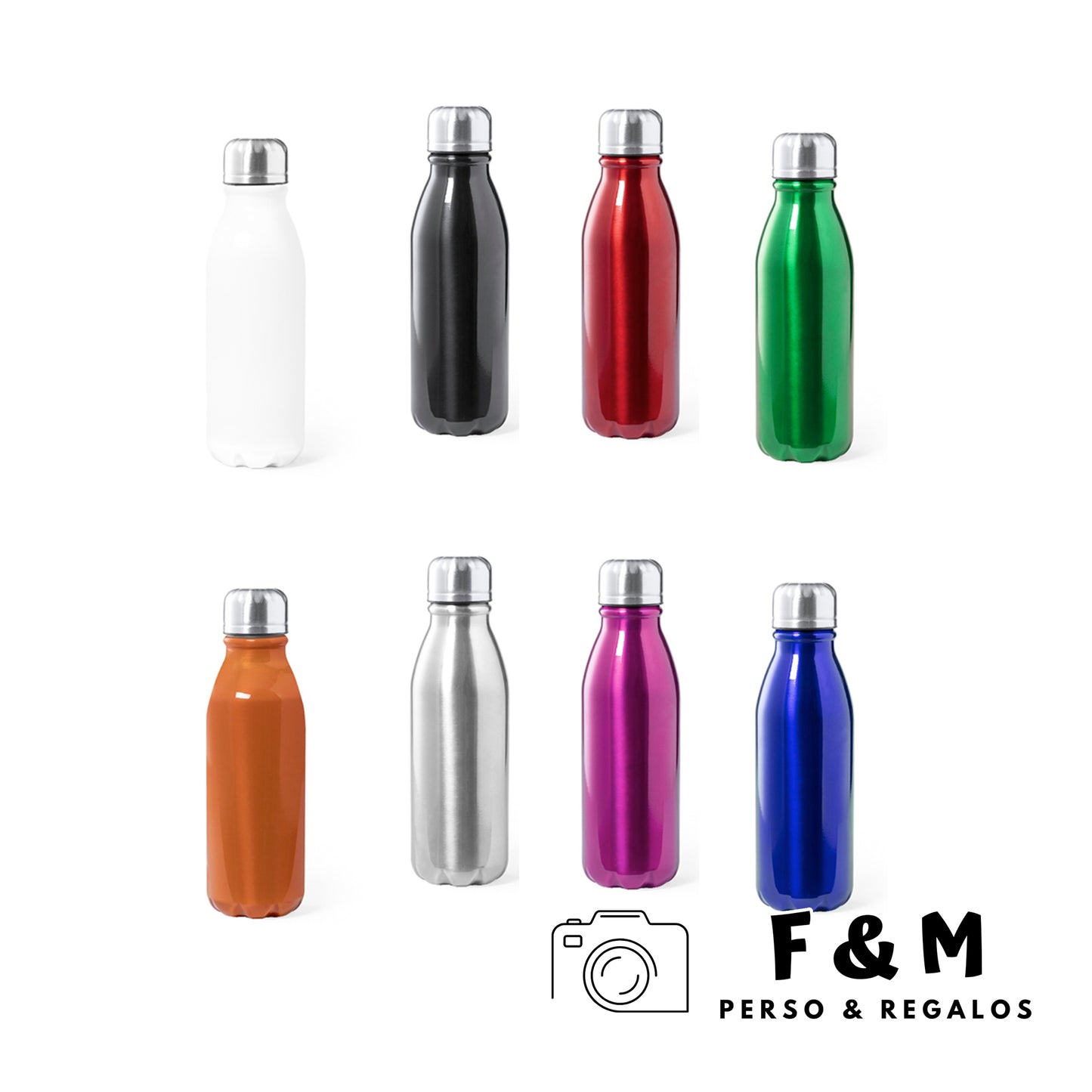 Botella 500 ml laser brillo colores personalizada